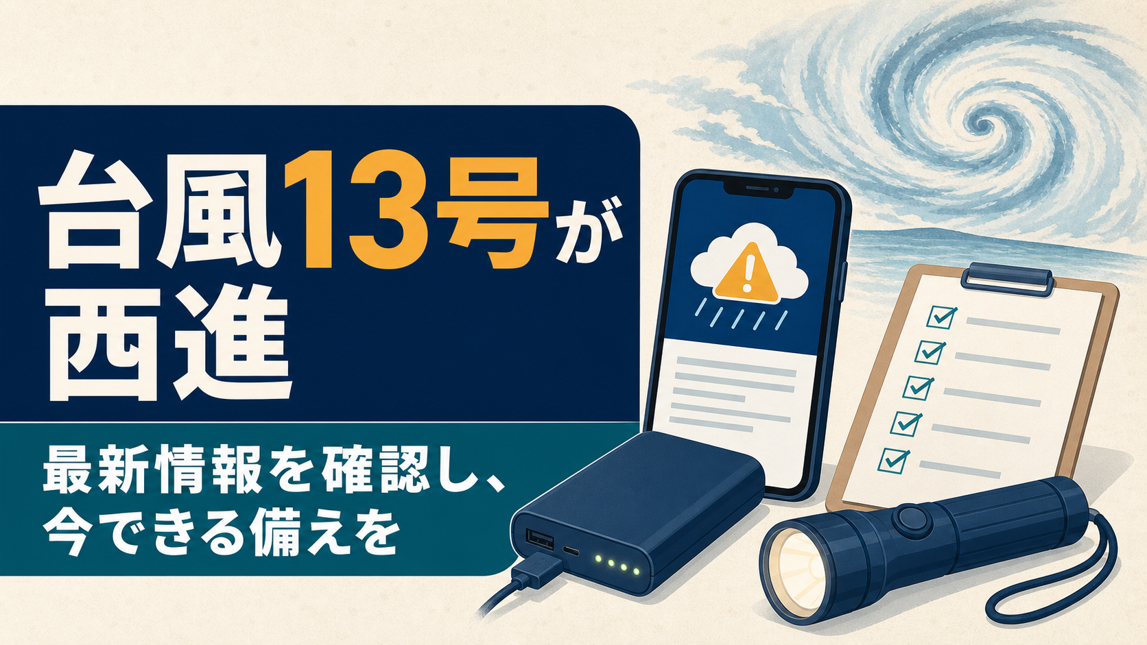 台風13号が西進。最新情報を確認し、今できる備えを